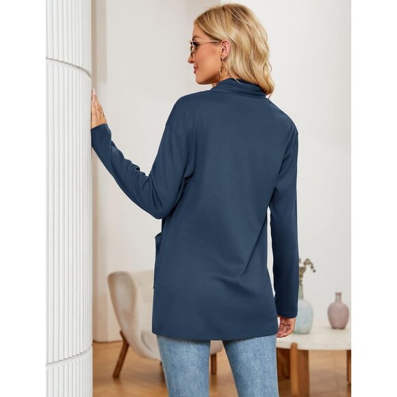 Women's Rayon-Blend Long Sleeve Open Front Cardigan Pockets Casual Lightweigh - Picture 5 of 6